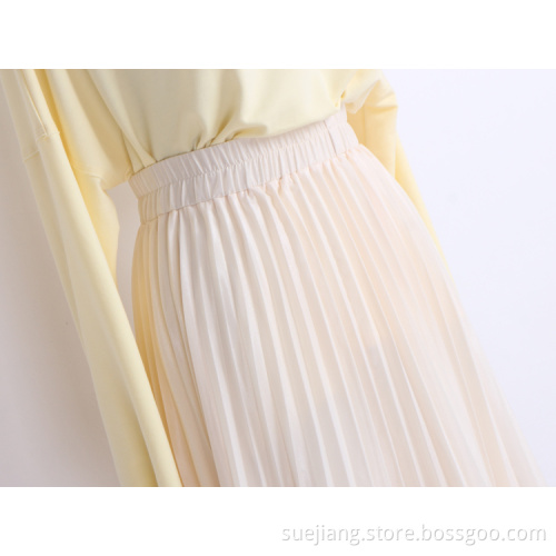 Skirt Casual Dresses High Waist Pleated Skirt